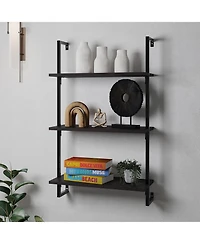 Madera Industrial -Shelf Wood Wall-Mounted Open Ladder Bookcase