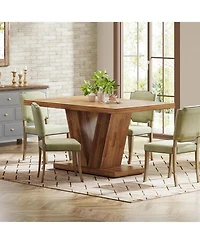 Tribesigns 47-Inch Dining Table for 4, Walnut Brown Kitchen Dinner Table with Heavy Duty Pedestal, Farmhouse Wooden Eating Table