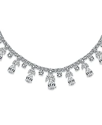 Bling Jewelry Estate Art Deco Style Multi Teardrop Cz Statement Spray Bib Collar Necklace Silver Plated