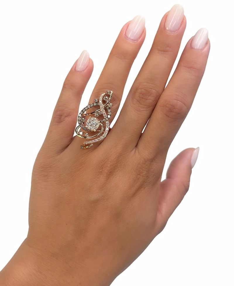 Le Vian Crazy Collection Chocolate Diamond & Nude Swirl Statement Ring (1-1/2 ct. t.w.) 14k Rose Gold