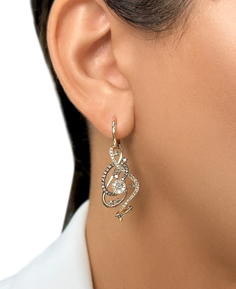 Le Vian Crazy Collection Chocolate Diamond & Nude Swirl Drop Earrings (1-1/2 ct. t.w.) 14k Rose Gold
