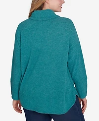 Ruby Rd. Plus Size Cowl Neck Hatchi Knit Top with Drawstring