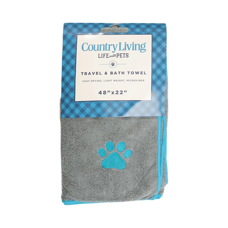Country Living Marine Blue Microfiber Dog Bath Towel