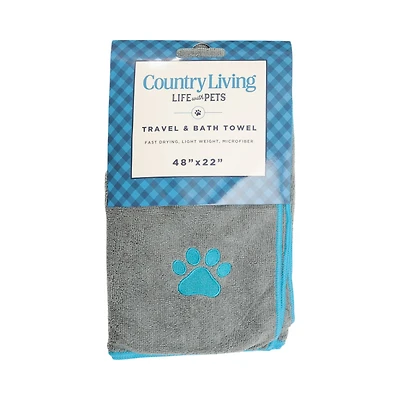 Country Living Marine Blue Microfiber Dog Bath Towel
