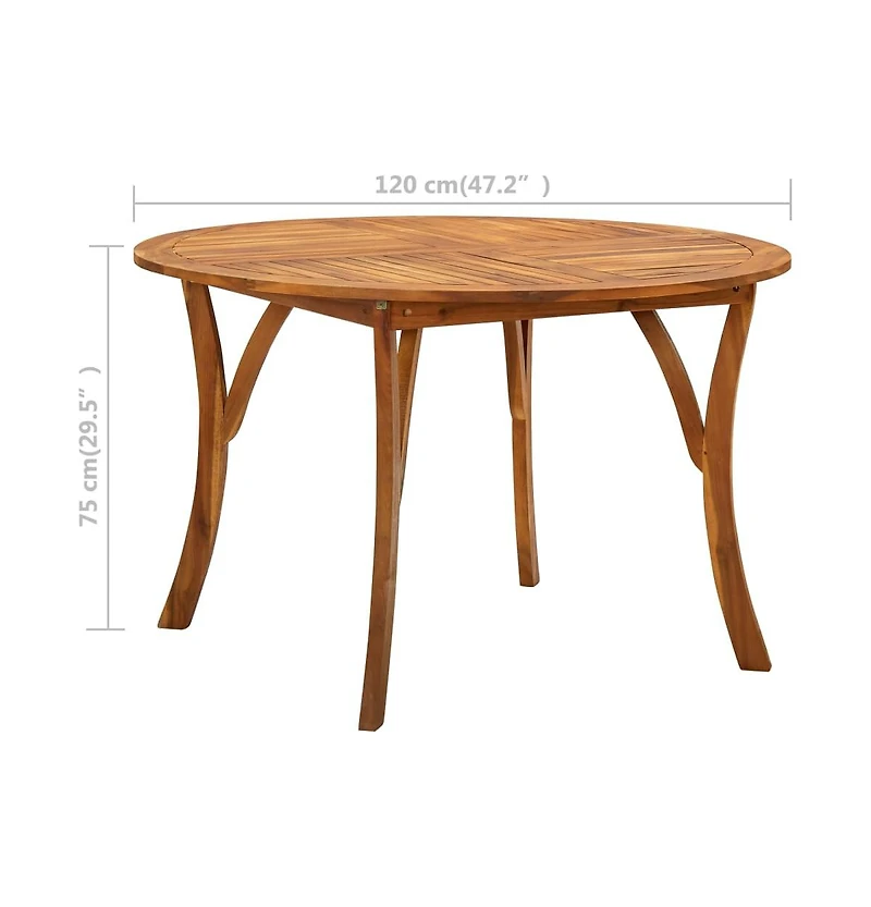 vidaXL Patio Table 47.2" Solid Acacia Wood