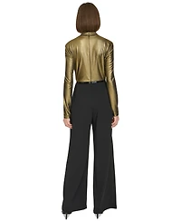 Tommy Hilfiger Women's Shimmer Belted Wide-Leg Jumpsuit