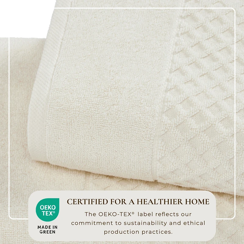 Linery & Co. Quick-Drying Cotton Diamond Waffle Textured -Piece Bath Towel Set