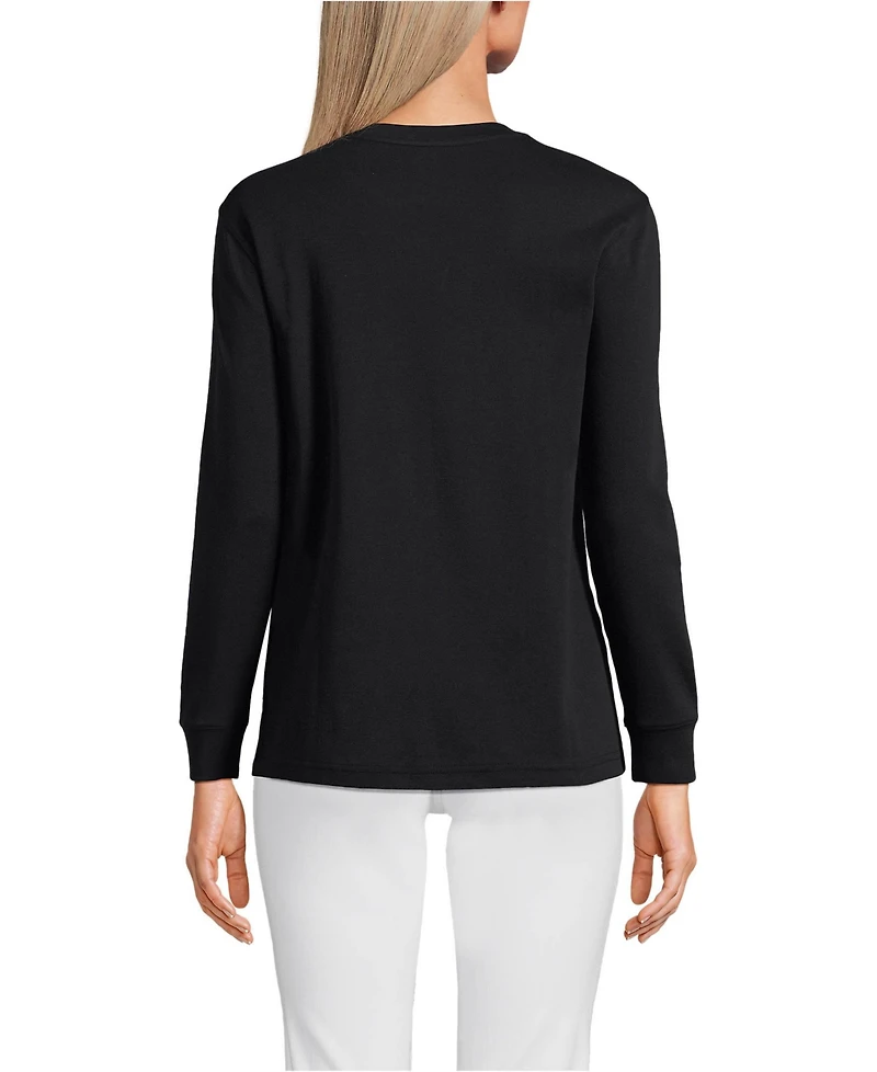Lands' End Women's Cotton Relaxed Long Sleeve Crew Neck