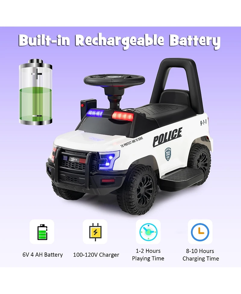 2-in-1 6V Kids Ride On Car Toddler Push Car w/ Megaphone & Siren