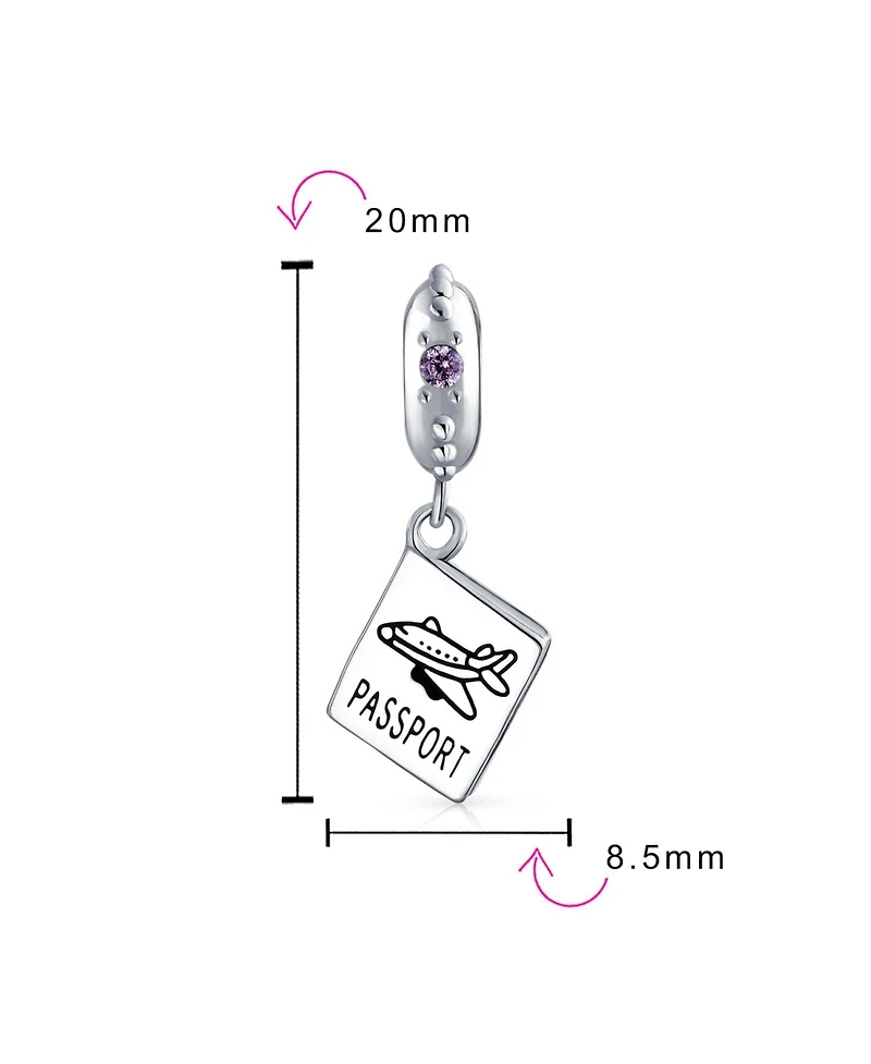 Bling Jewelry Oxidized .925 Sterling Silver Traveler Vacation Passport Dangle Charm Bead
