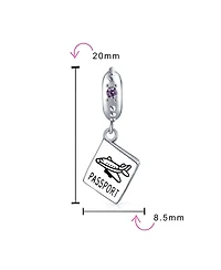 Bling Jewelry Oxidized .925 Sterling Silver Traveler Vacation Passport Dangle Charm Bead