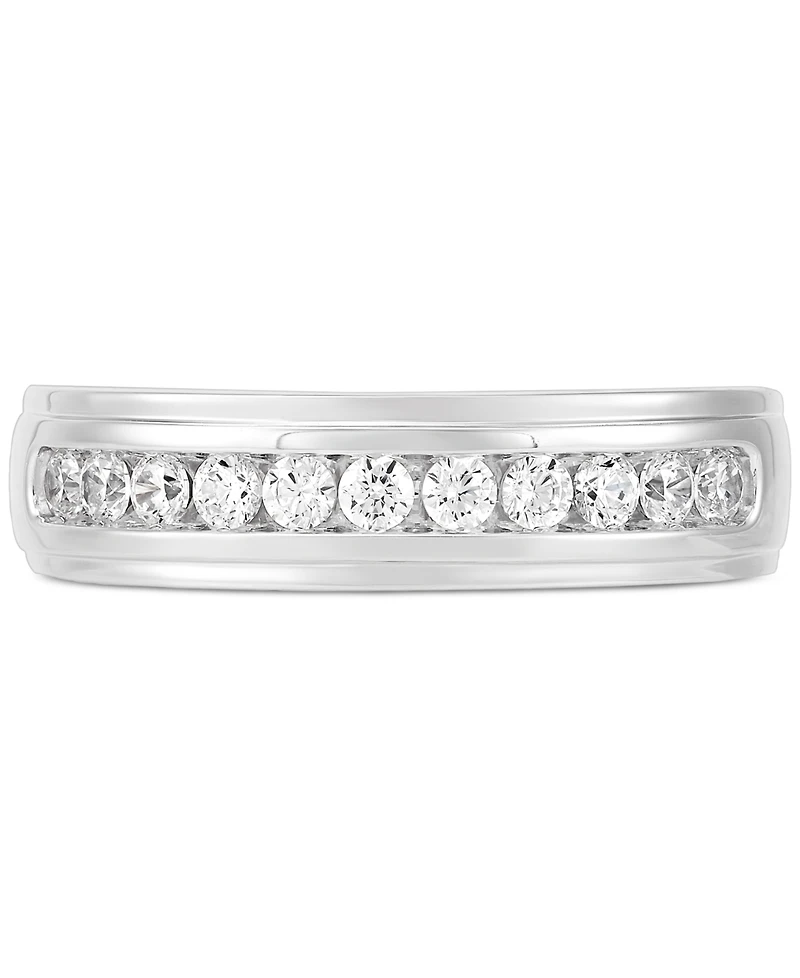 Grown With Love Men's Lab Diamond Channel Band (1/2 ct. t.w.) Set 10k White Gold