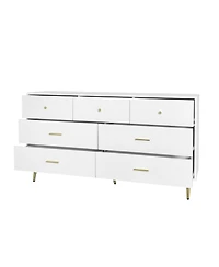 Modern Chest of Drawers – 7-Drawer Dresser with Golden Handles & Legs, Stylish Storage for Bedroom