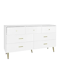 Modern Chest of Drawers – 7-Drawer Dresser with Golden Handles & Legs, Stylish Storage for Bedroom