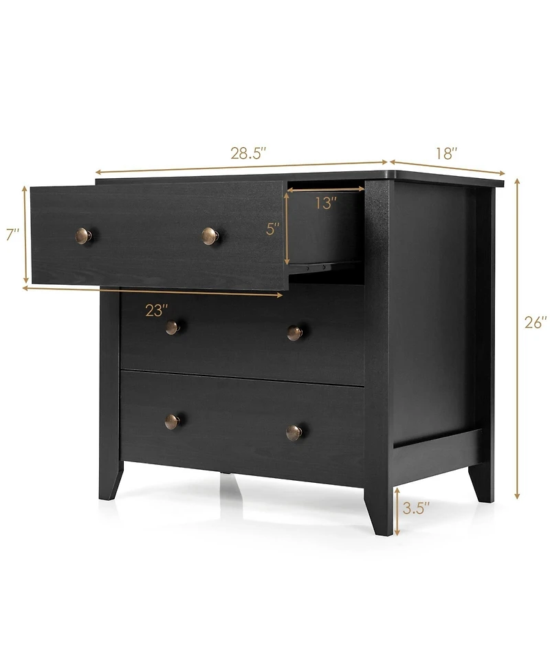 3 Drawer Dresser Chest of Drawers Bedside Table