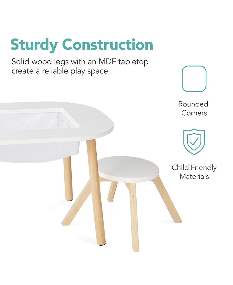 Best Choice Products 2-in-1 Kid's Building Block Table, Construction Activity Center w/ 2 Stools, Storage Compartment