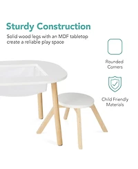 Best Choice Products 2-in-1 Kid's Building Block Table, Construction Activity Center w/ 2 Stools, Storage Compartment