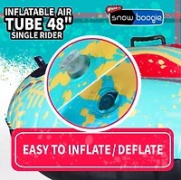 Inflatable Snow Tube, 48" Single/Double Rider Heavy Duty Air Tube, Hard Bottom Snow Sled with Handles