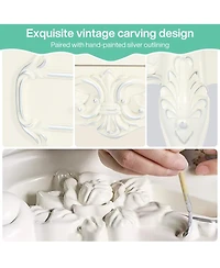 Tribesigns White Nightstand Set of 2, End Table with 2 Drawers, Carved Bedside Tables, Side Table for Bedroom, Living Room, Classic Bedroom Furniture