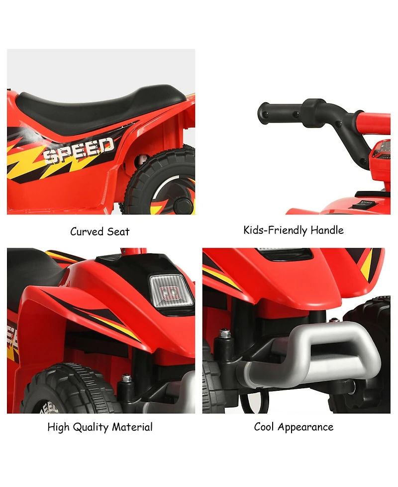 Gymax 6V Kids Electric Quad Atv 4 Wheels Ride On Toy Toddlers Forward & Reverse Red