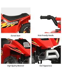 Gymax 6V Kids Electric Quad Atv 4 Wheels Ride On Toy Toddlers Forward & Reverse Red