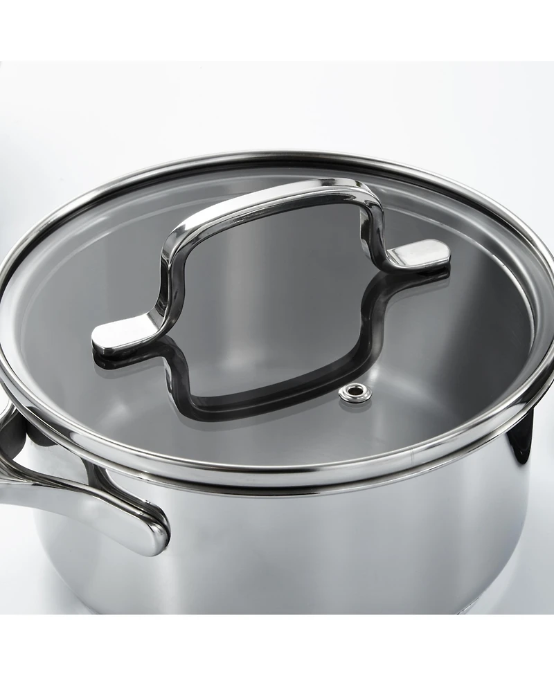 BergHOFF DiNA Helix Recycled 18/10 Stainless Steel 6.5" Saucepan 1.6qt., Glass Lid
