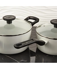 BergHOFF Leo Glints 8pc Ceramic Nonstick Cookware Set, Spirit, Recycled