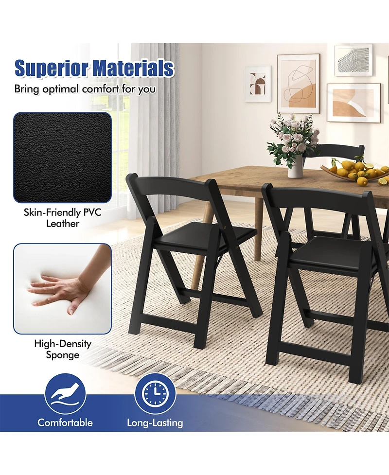 Gymax Set of 4 Dining Chairs w/ Rubber Wood Legs & Padded Seat for Home Office Events White
