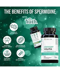 Youth Premium Anti-Aging Mix Capsules, Anti Aging Supplement for Women and Men s Longevity, Brain, Heart, Cell & Skin Support, Vitauthority, 60ct