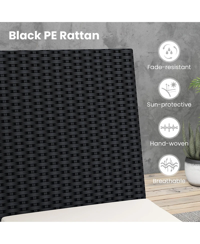 Gymax Pe Wicker Patio Chairs Set of 2 Outdoor Dining Chairs w/ Cushions Off White