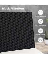 Gymax Pe Wicker Patio Chairs Set of 2 Outdoor Dining Chairs w/ Cushions Off White