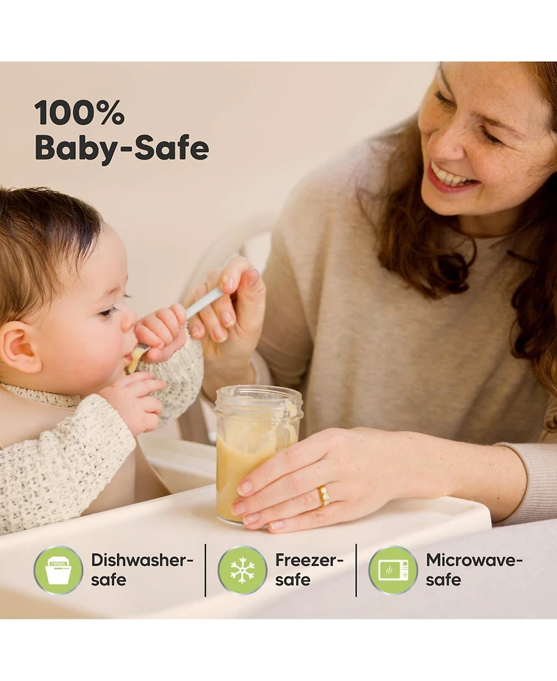 KeaBabies 4pk Prep Baby Food Storage Containers, Leak-Proof, Bpa Free Glass Jars for Feeding