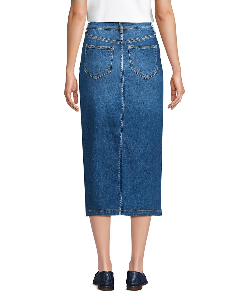 Lands' End Women's Soft Denim Midi Column Skirt