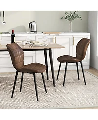 Gymax Dining Chairs Set of w/ Padded Back Metal Legs & 2 Adjustable Foot Pads