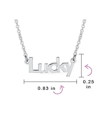 Bling Jewelry Sideways Station Necklace Dainty Block Letters Lucky Word Necklace Pendant .925 Sterling Silver