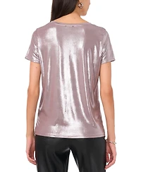 Vince Camuto Women's Metallic Short-Sleeve Crewneck Top