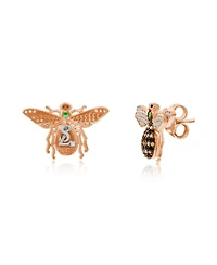 Suzy Levian Rose Sterling Silver Cubic Zirconia Bumble Bee Earrings