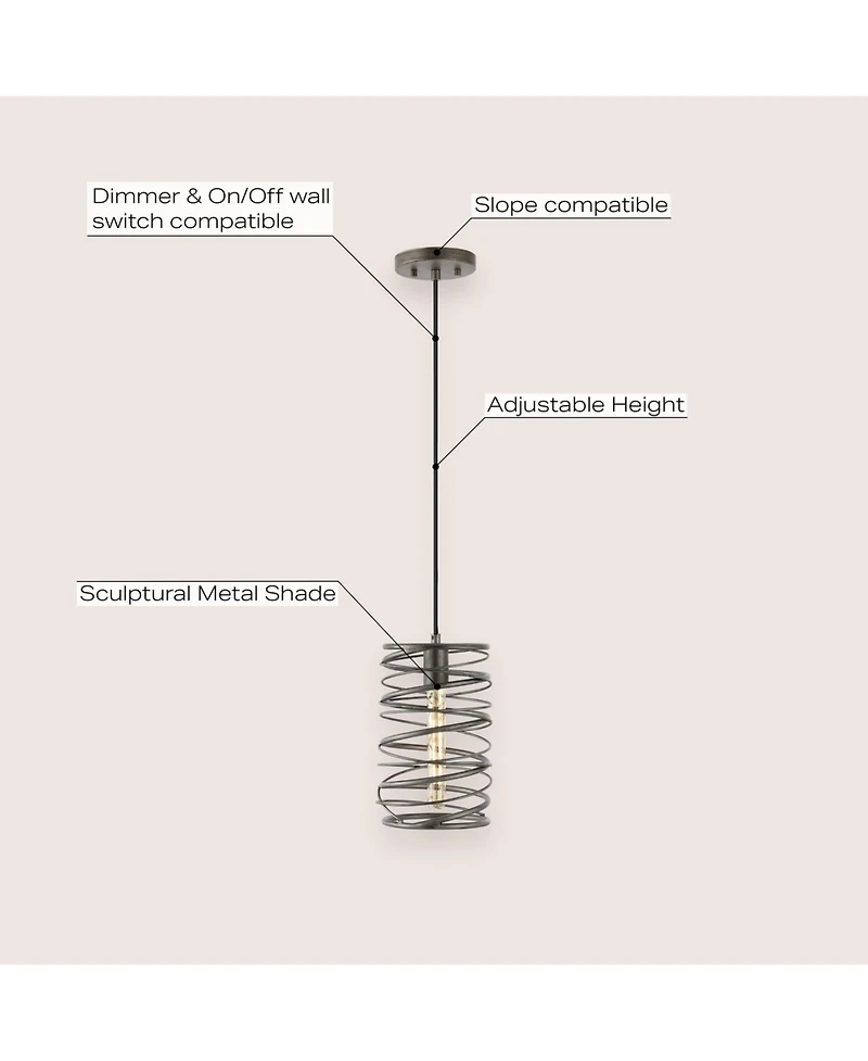 Jonathan Y Helisa 7.25" 1-Light Modern Contemporary Iron Spiral Led Pendant