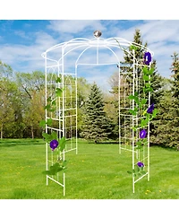 Slickblue Metal Garden Arch – Cream White Iron Arbor Gazebo, 81.3'' Dia x 114.2'' High, Birdcage Shape Pergola Pavilion for Wedding Ceremony