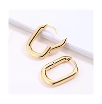 Hollywood Sensation 18K Gold Plated Rectangle Hoop Earrings – Sleek & Stylish