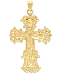 Men's Two-Tone Textured Inlay Fancy Cross Pendant in 14k Gold