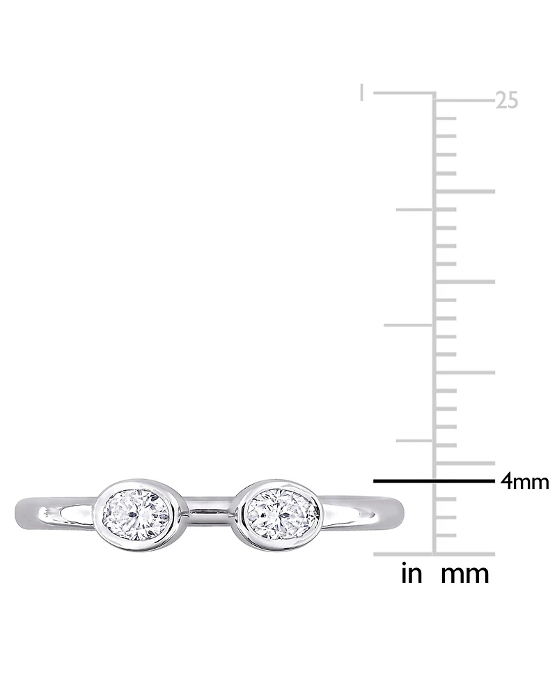 Moissanite Bezel Polished Cuff Ring (3/8 ct. t.w.) Sterling Silver
