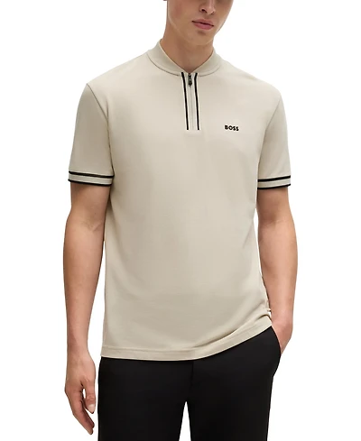 Boss by Hugo Men's Cotton-Pique Zip-Neck Polo