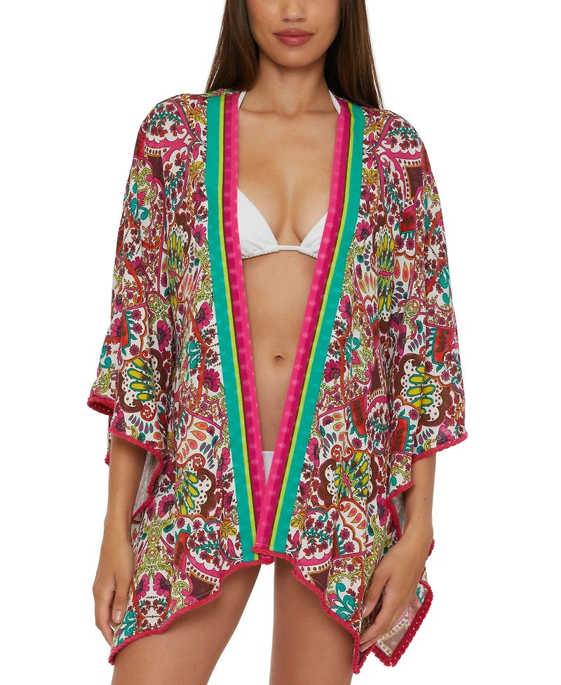 Trina Turk Women's Hawaiian Garden-Print Open-Front Tunic Cover-Up