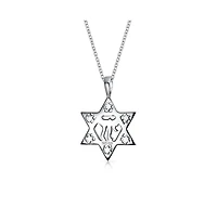 Bling Jewelry Hanukkah Chai Symbol Star of David Pendant Necklace Sterling Silver Jewelry