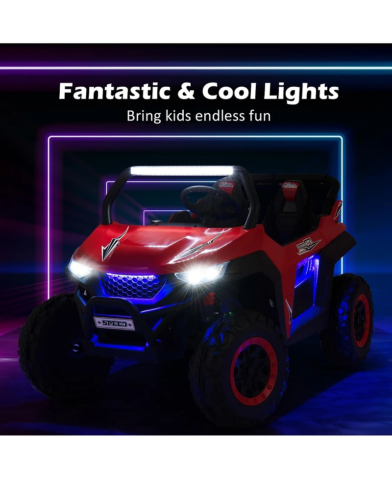 12V 2-Seater Kids Ride On Utv Rc Electric Vehicle Suspension w/ Lights & Music
