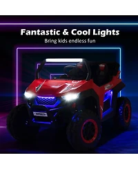 12V 2-Seater Kids Ride On Utv Rc Electric Vehicle Suspension w/ Lights & Music
