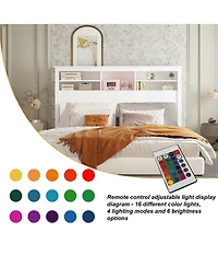 Homsee White Bookcase Headboard With Strong Storage And Led Light