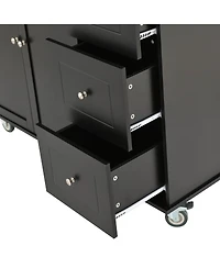 Slickblue Rolling Mobile Kitchen Island: Solid Wood Top with Locking Wheels, 52.7-Inch Width, Storage Cabinet