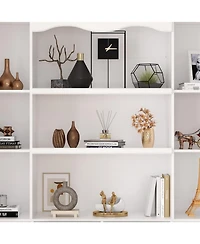 Famapy 14-Shelf Bookshelf Bookcase with Glass Doors, Adjustable Shelves
